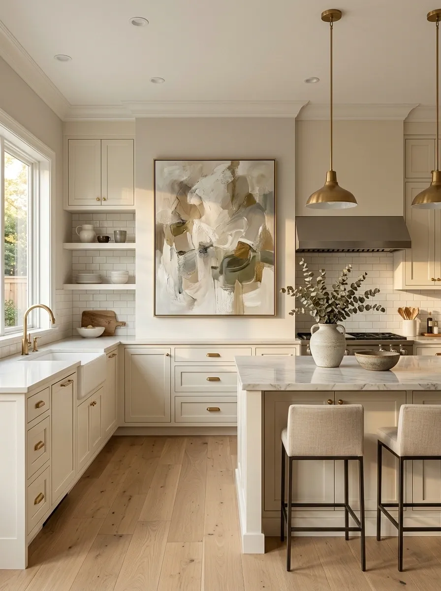 Use One Larger Piece of Art Instead of Lots of Small Kitchen Decor
