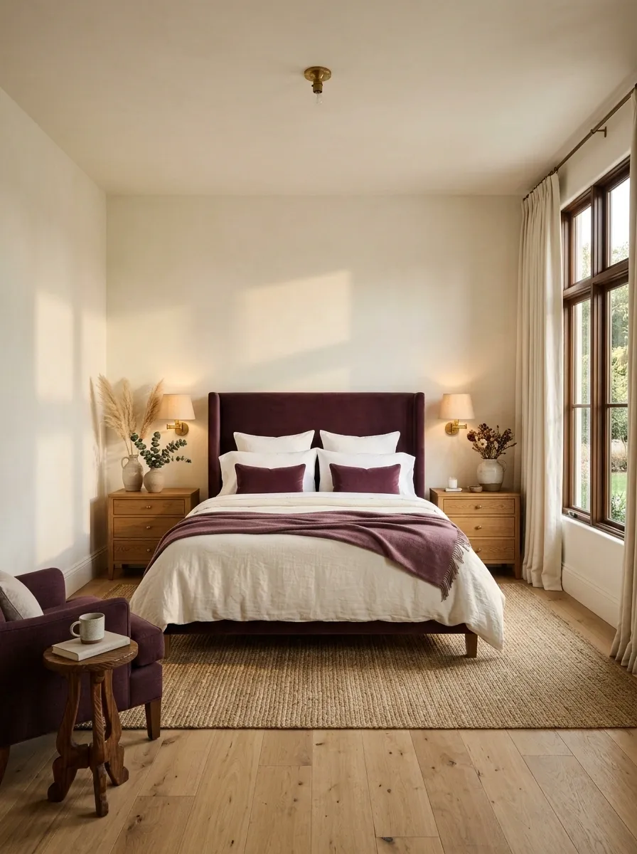 Use Plum and Cream for a Classic Bedroom That Won't Date Quickly