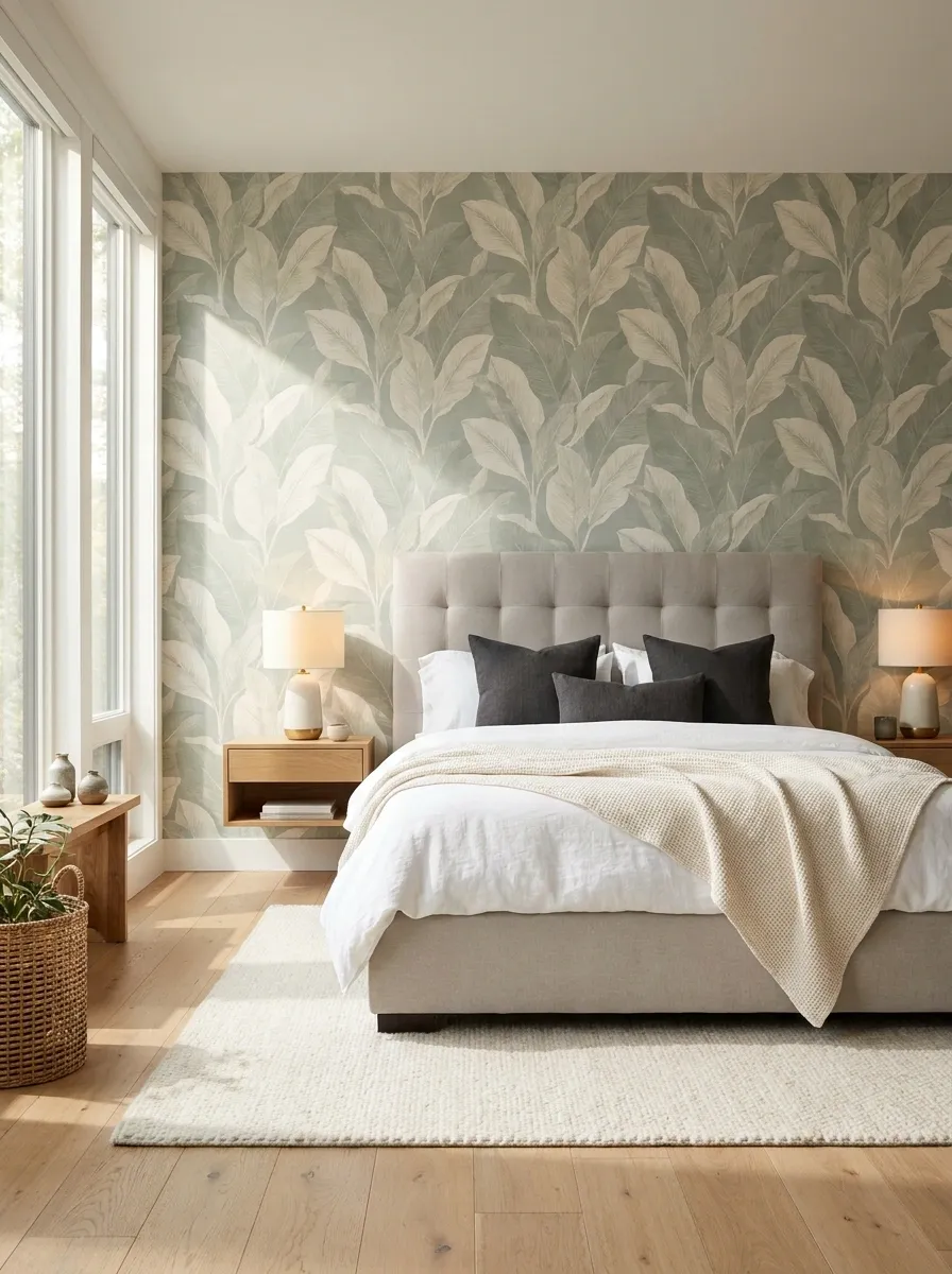 Use Removable Wallpaper Behind the Bed