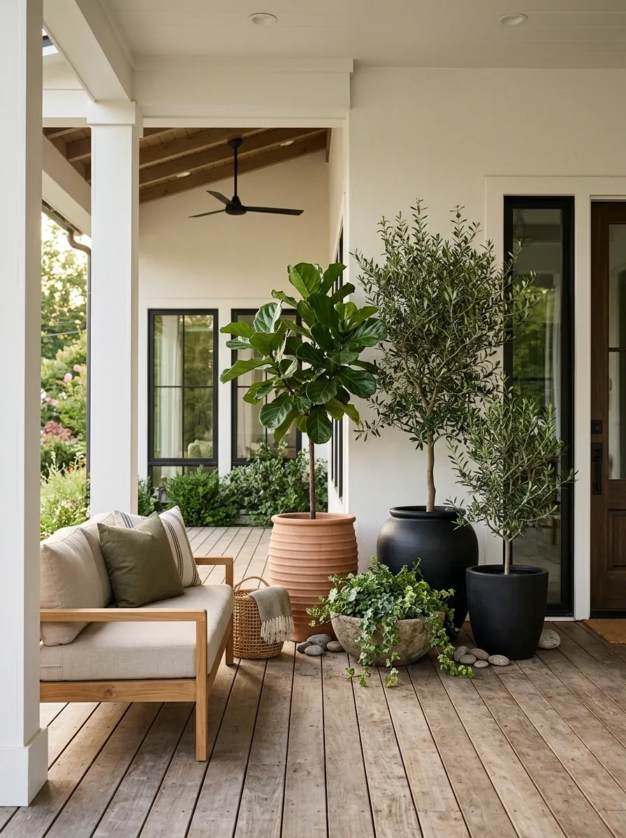 Use tall planters to fill dead vertical space