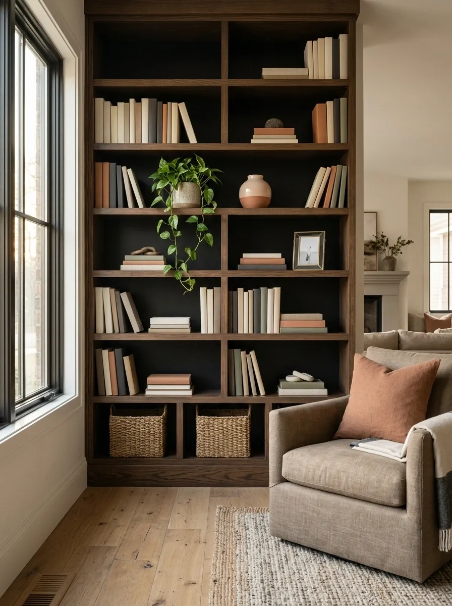 Use the Bookshelf as a Backdrop, Not a Storage Grid