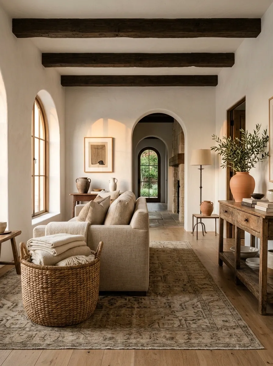 Use Woven Baskets for the Texture, Not the Storage Olympics