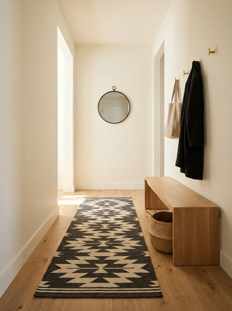 Very Small Entryway With a Deeply Contrasting Runner