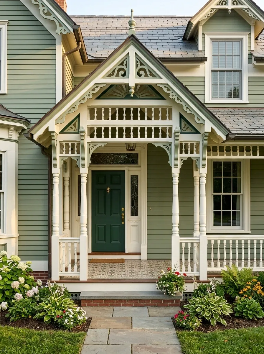 Victorian-Inspired Porch With Decorative Roof Trim