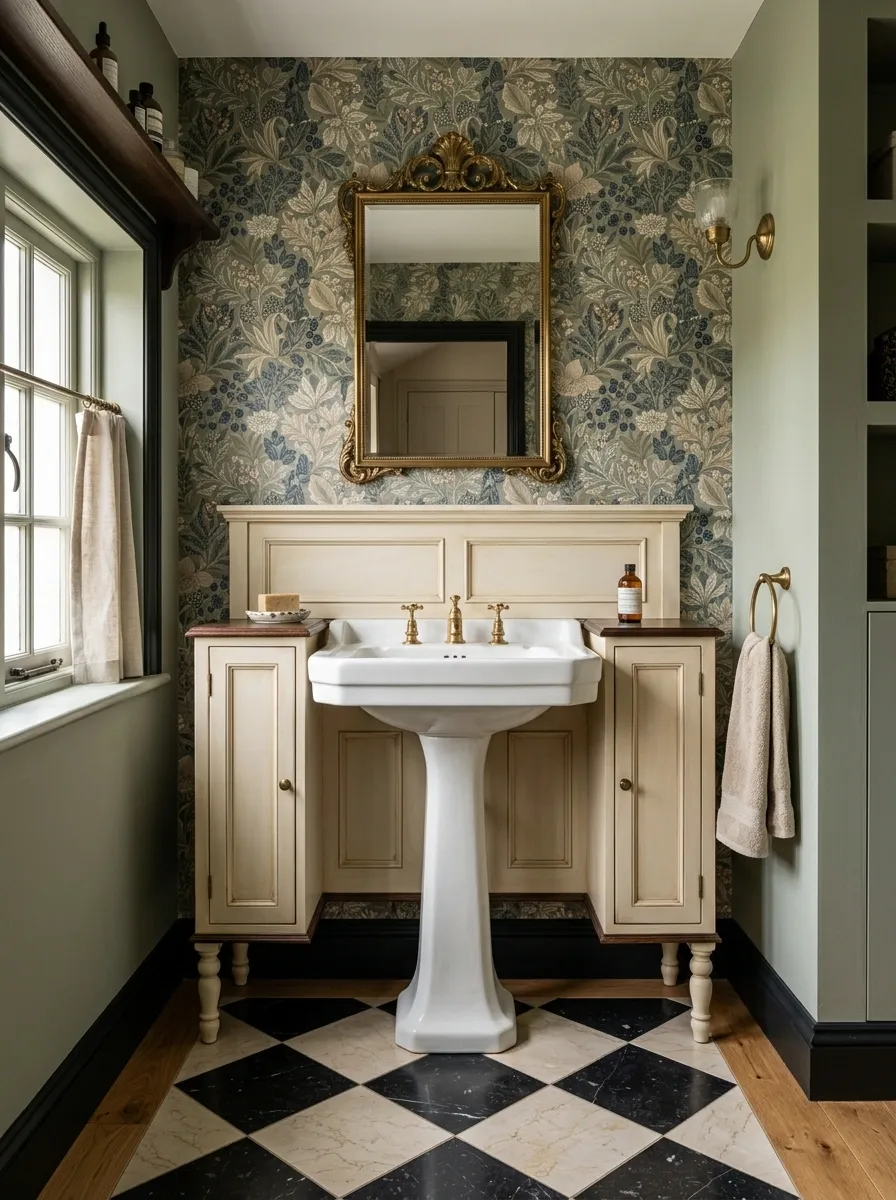 Vintage Bathroom With Furniture-Style Surround