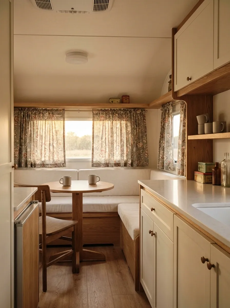 Vintage Floral Curtains With Retro Camper Styling