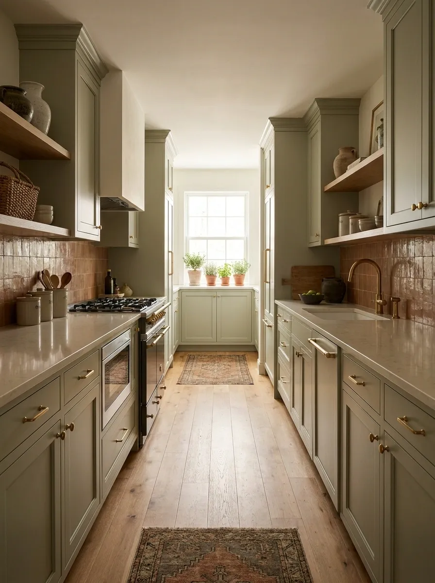 Vintage-Inspired Narrow Kitchen With Modern Function