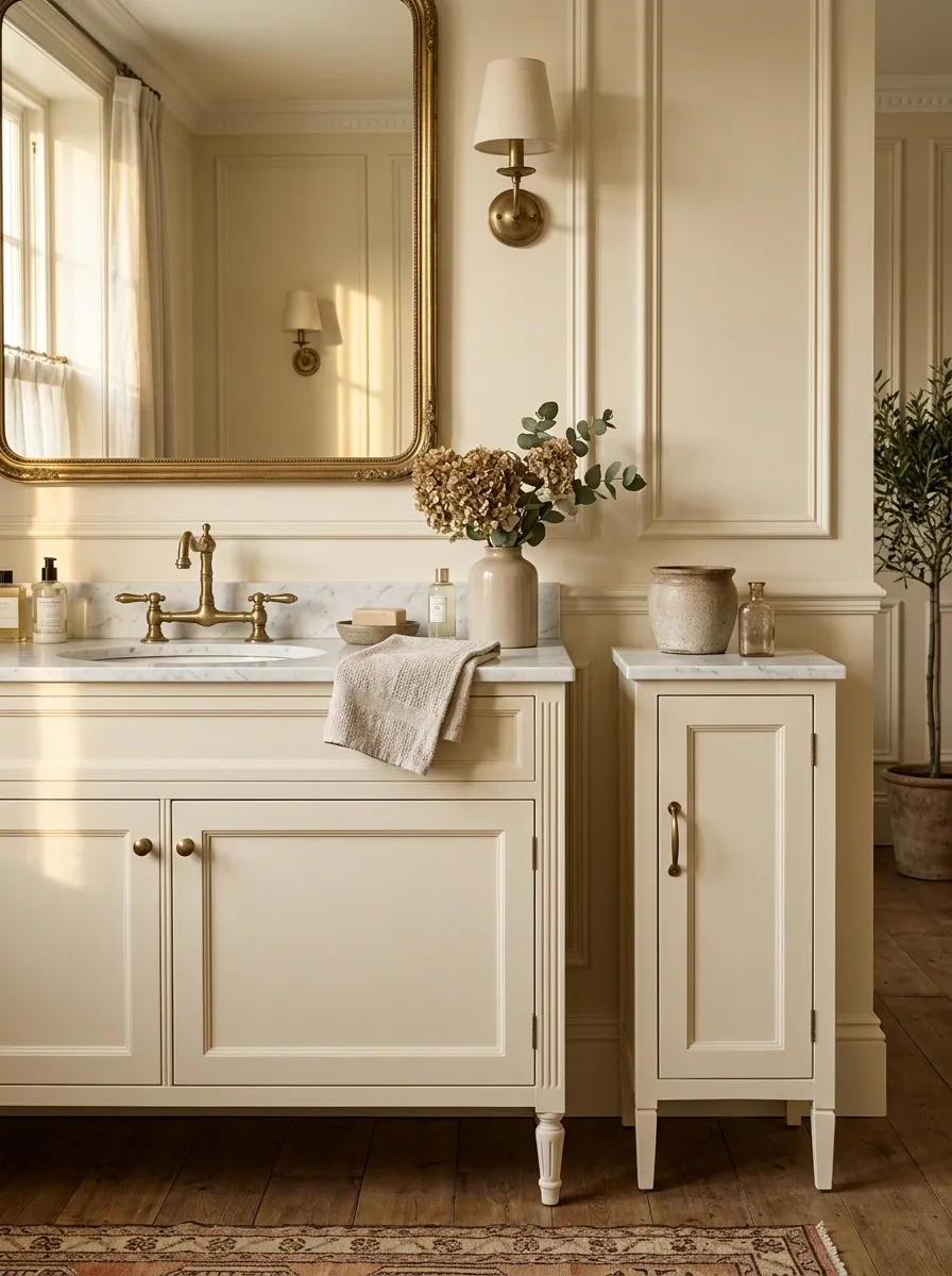 Vintage Washstand With a Narrow Freestanding Cabinet