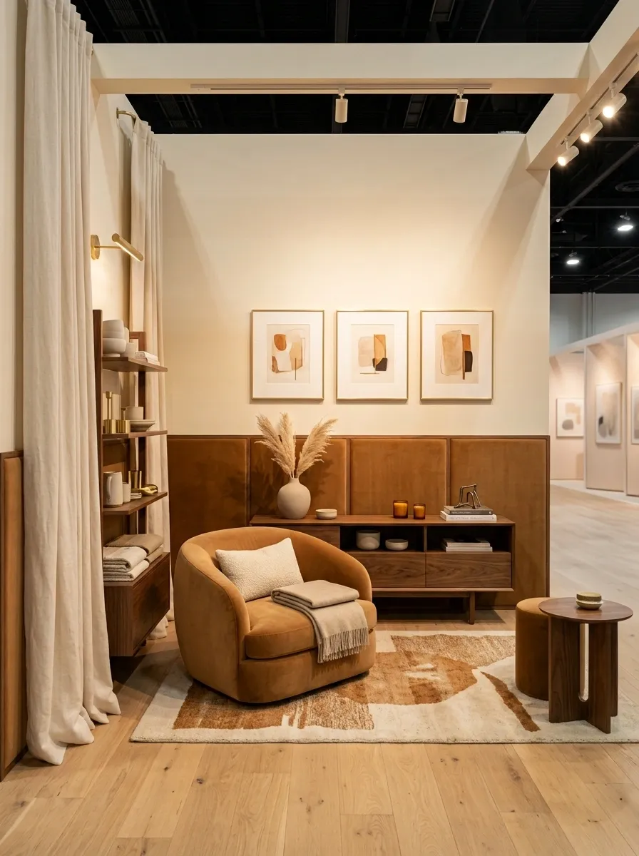 Warm Cream-and-Caramel Booth With Boutique Hotel Styling