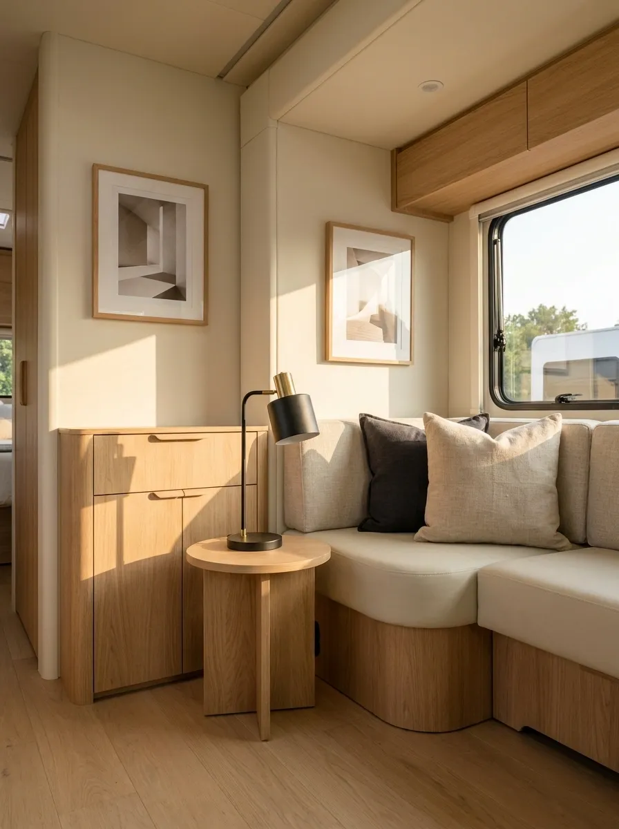 Warm Modern RV With Natural Oak and Cream