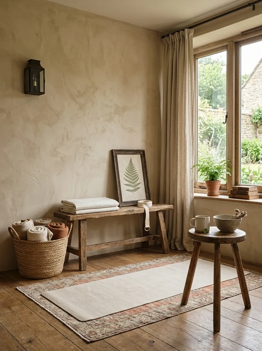 Warm Rustic Yoga Corner