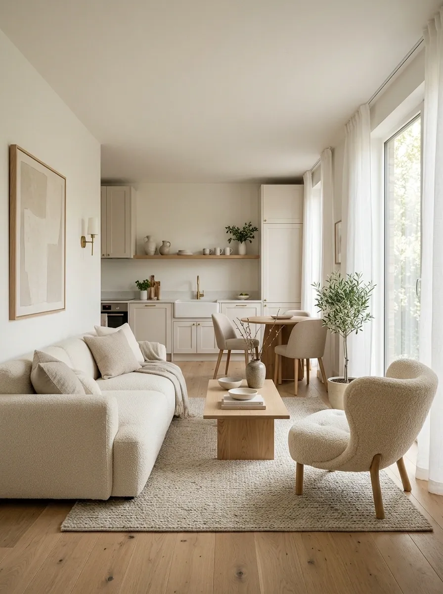 Warm Scandinavian Apartment With Pale Oak and Soft Curves