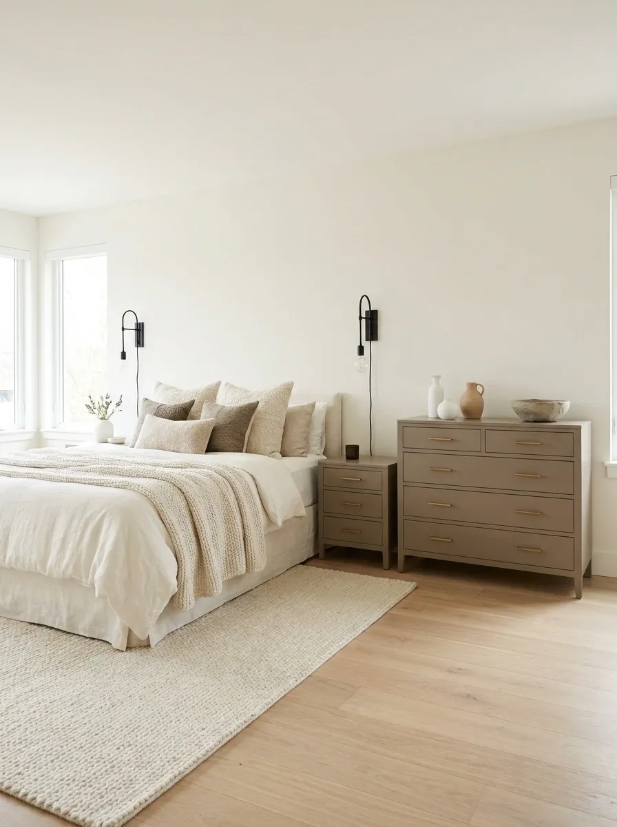 Warm Taupe Furniture With Black Lighting