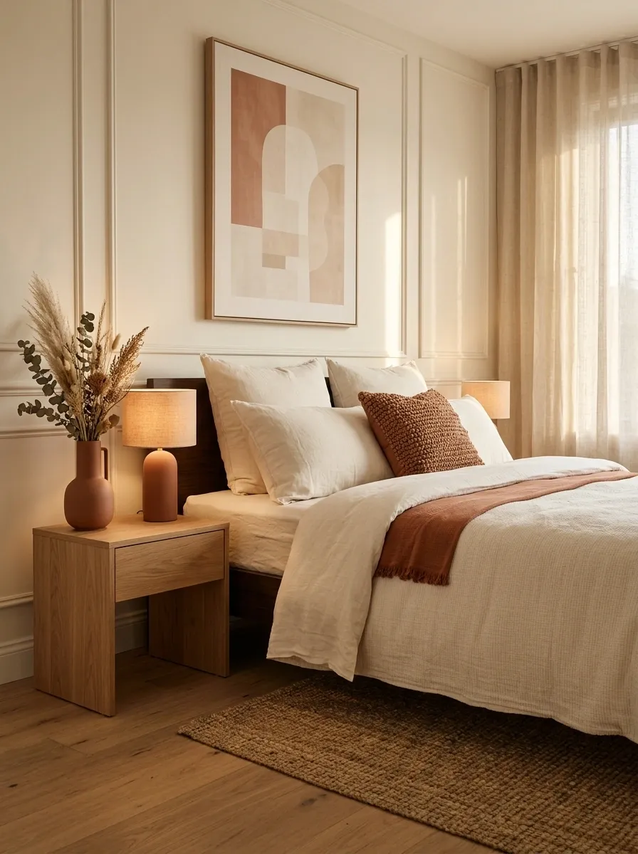 Warm Up a Brown Bedroom With Terracotta Accessories
