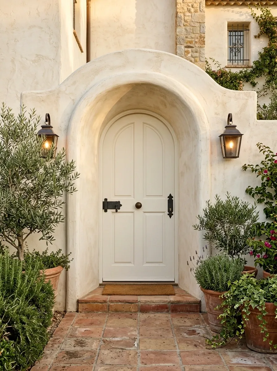 Warm White Door With Arched Surround