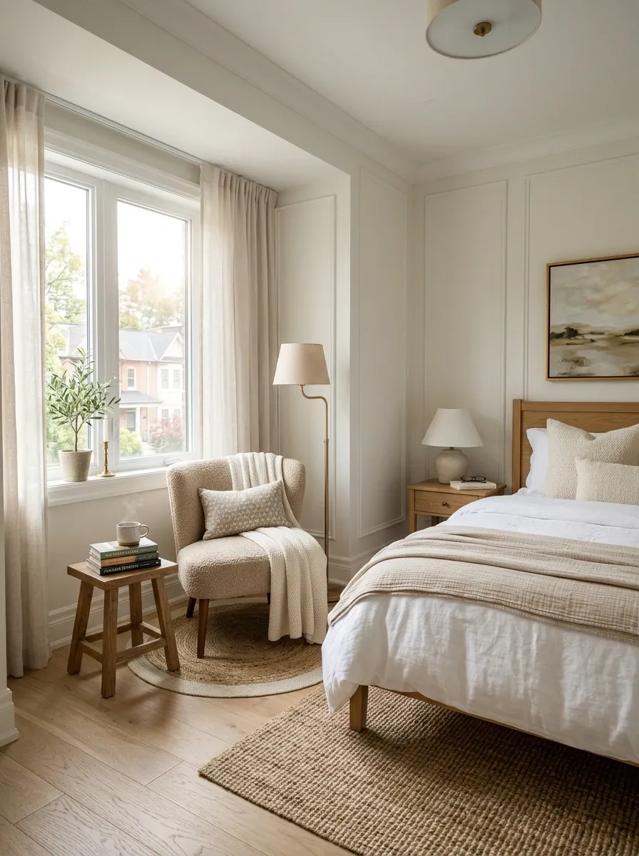 Window Nook Bedroom With a Tiny Reading Corner