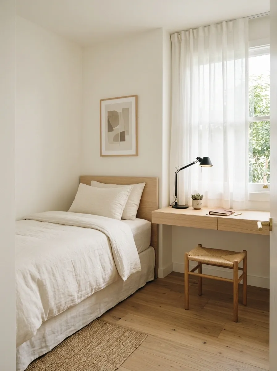 Window-Side Single Bedroom With a Floating Desk