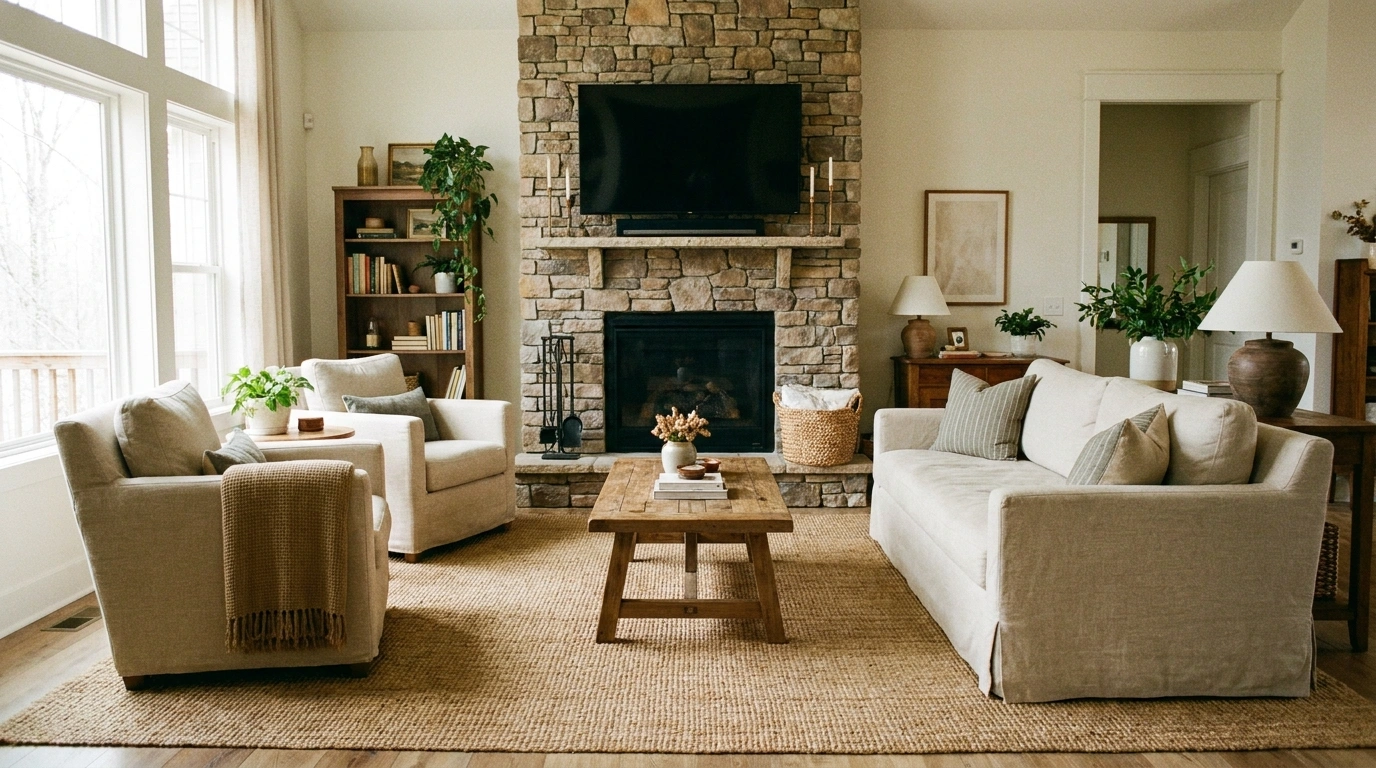 How to Arrange Living Room Furniture With a TV and Fireplace