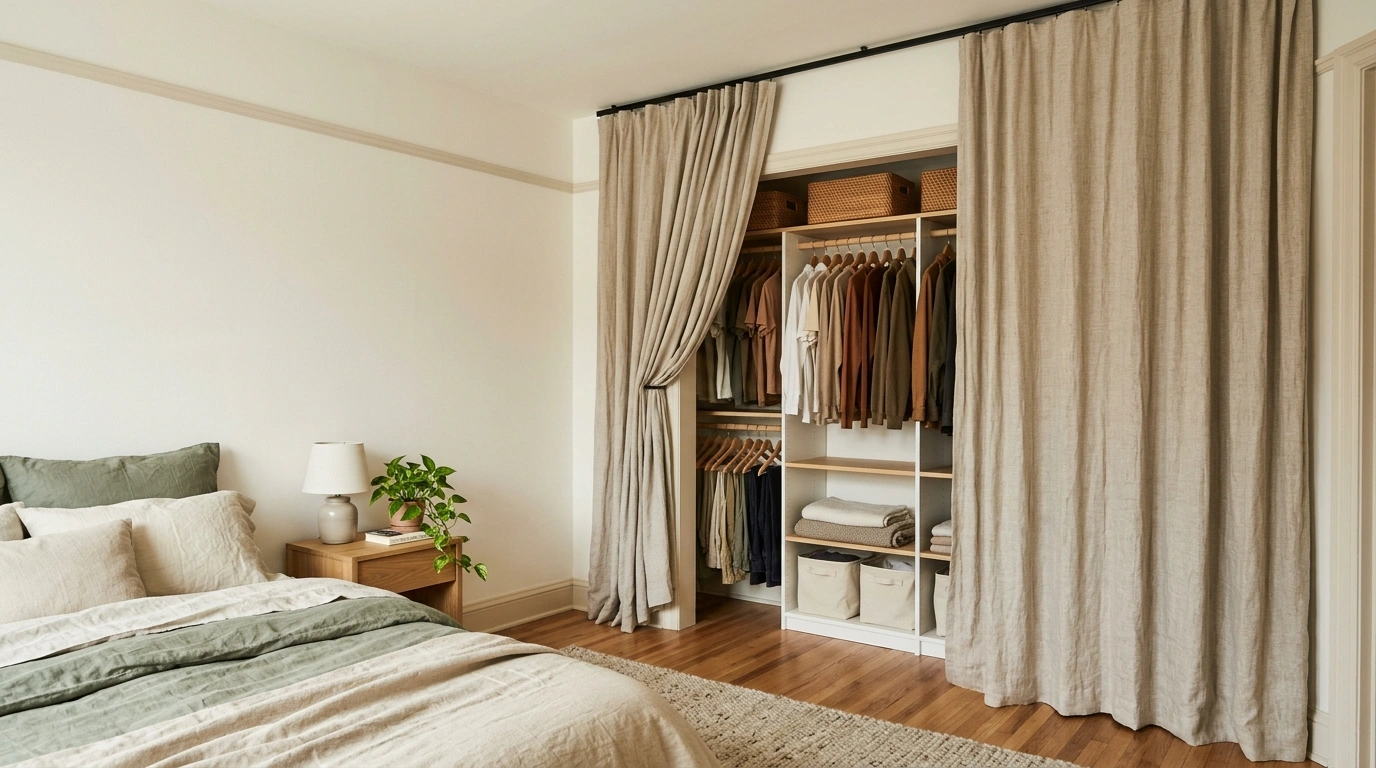 How to Cover a Closet Without Doors: Stylish Ideas That Make the Whole Room Look Better
