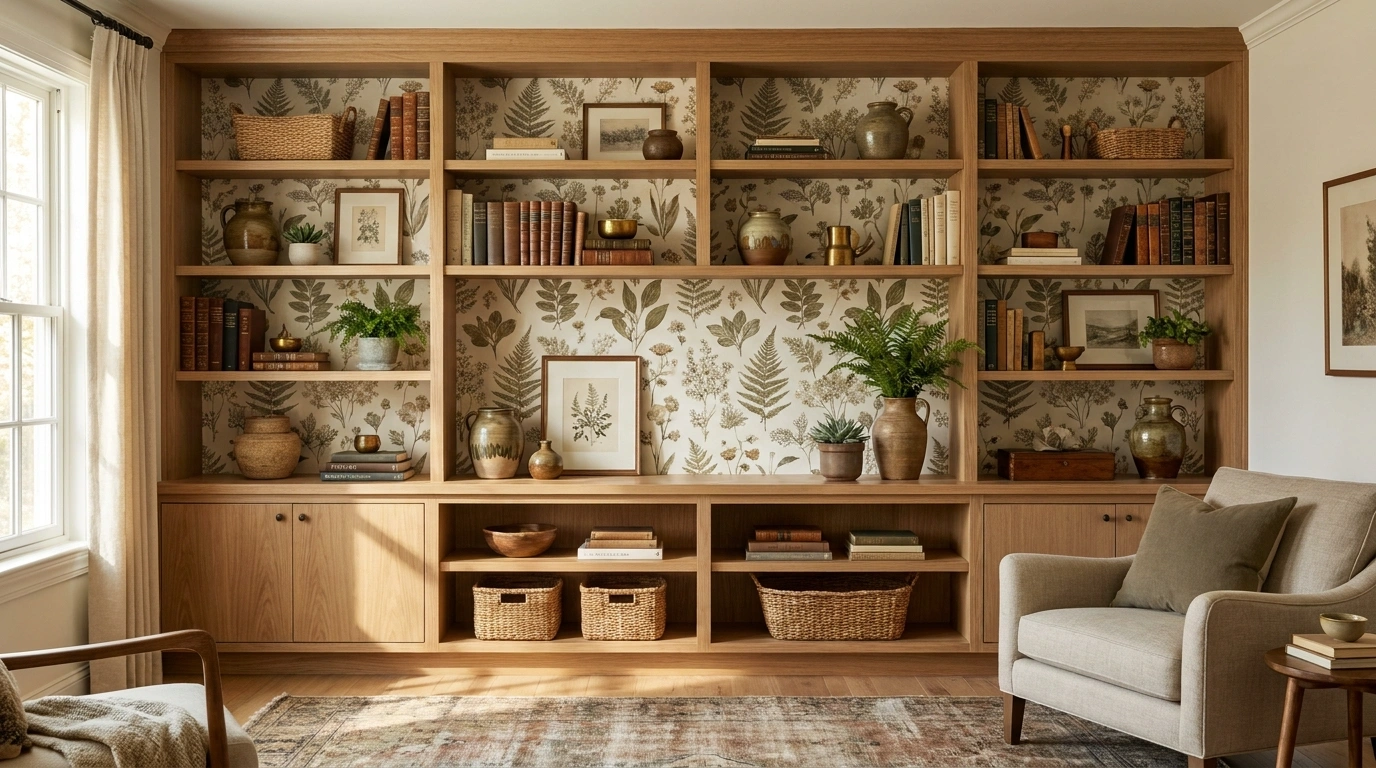 Shelf Wallpaper Ideas That Make Built-Ins Look Seriously Phenomenal