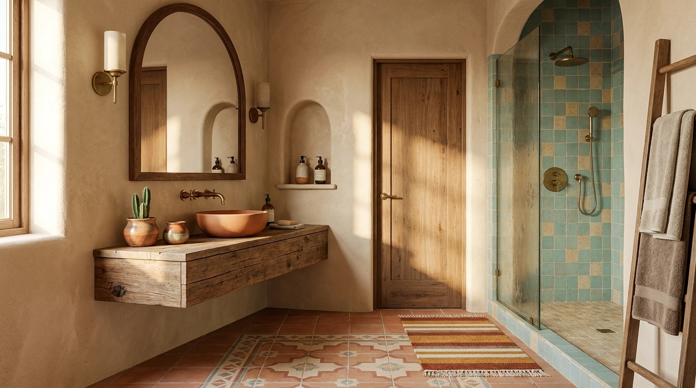 Southwestern Style Bathroom Ideas That Bring Desert Warmth Into the Whole Room