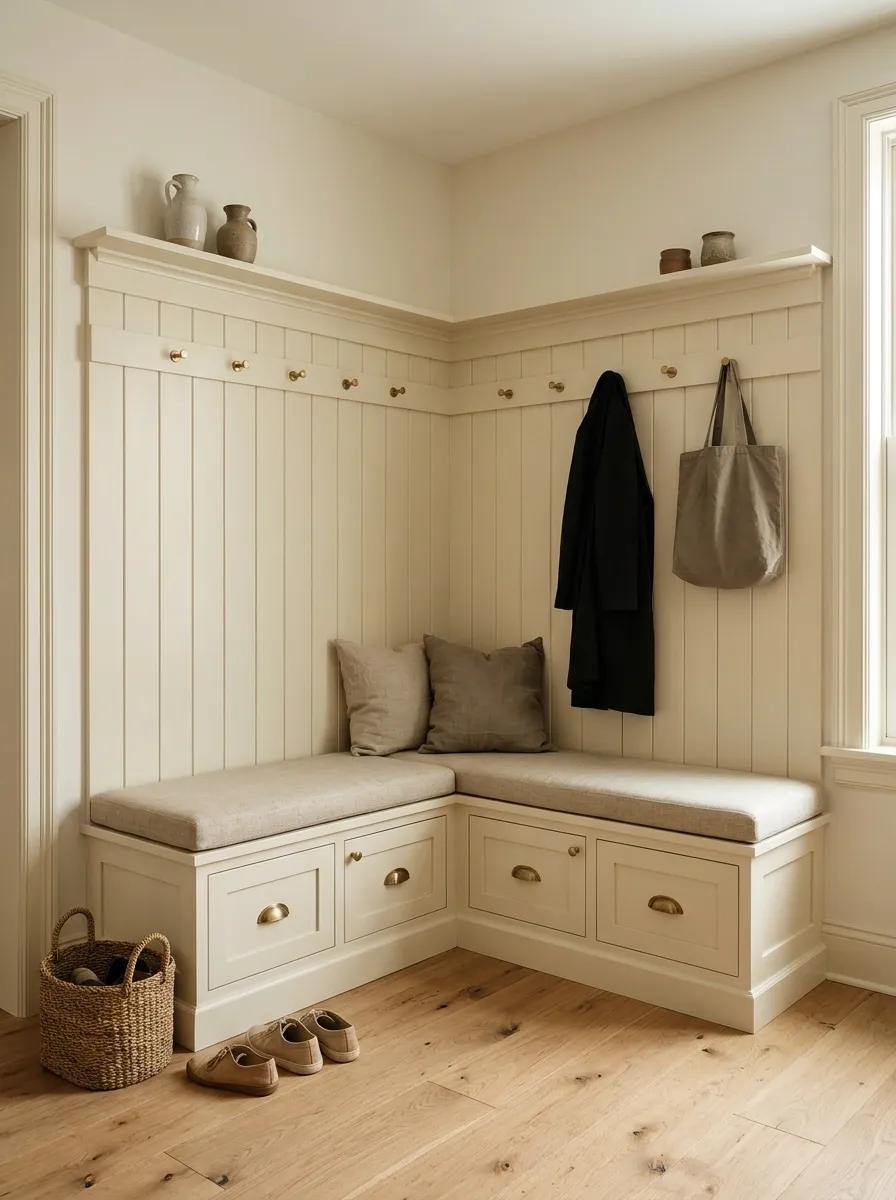 A Bench Cabinet That Turns an Entry Corner
