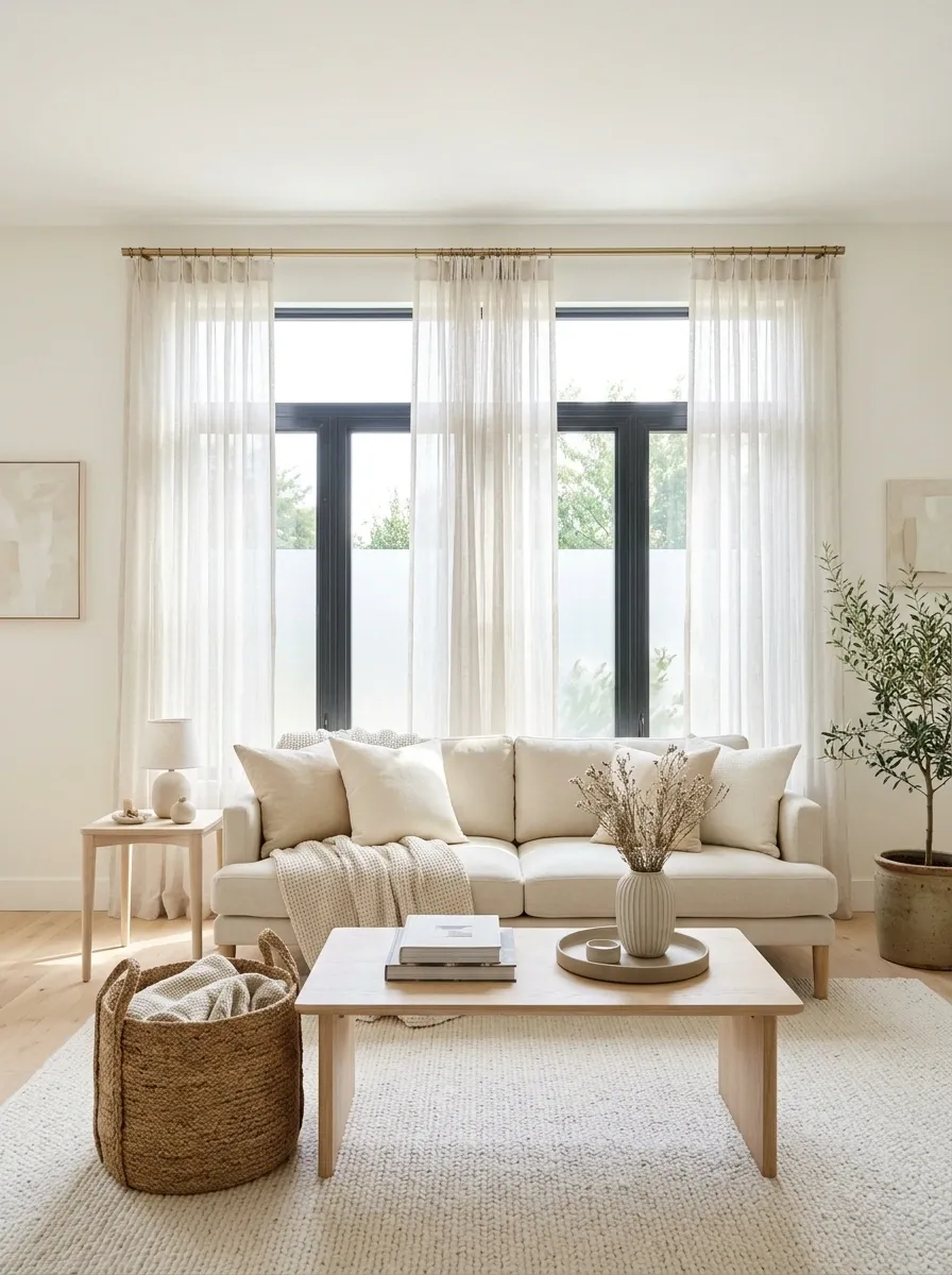 A Bright Rental Living Room With More Window Privacy
