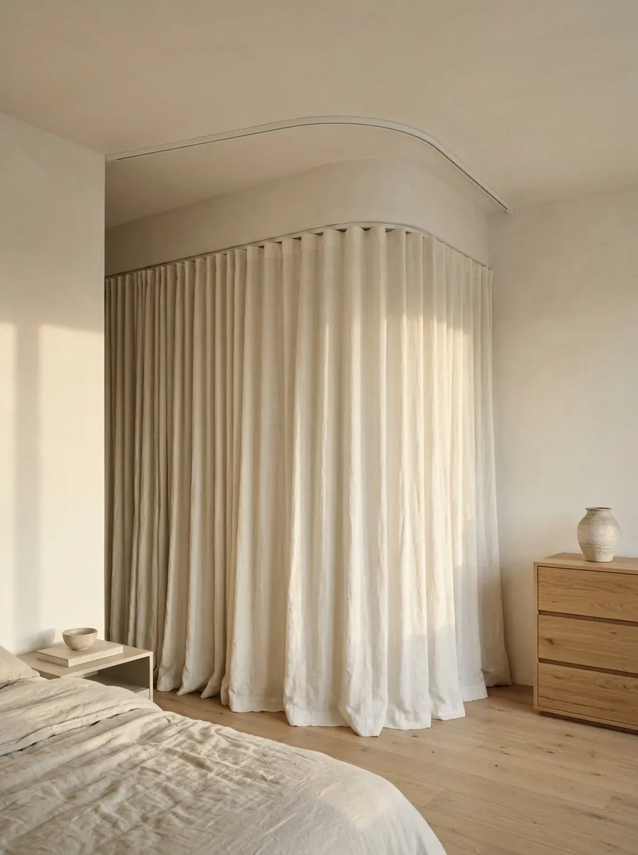 A Curved Ceiling Track for a Corner Closet