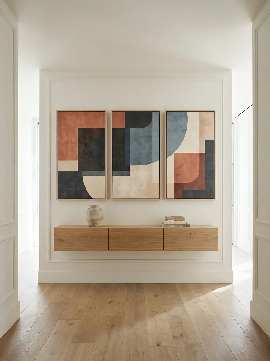 A Modern Triptych With Strong Geometric Composition