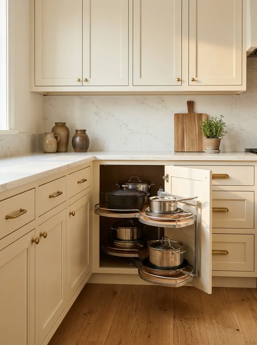 A Rotating Shelf Cabinet for Bulky Cookware