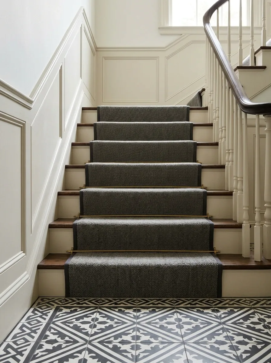 A Runner That Ends Cleanly Before a Patterned Landing Floor