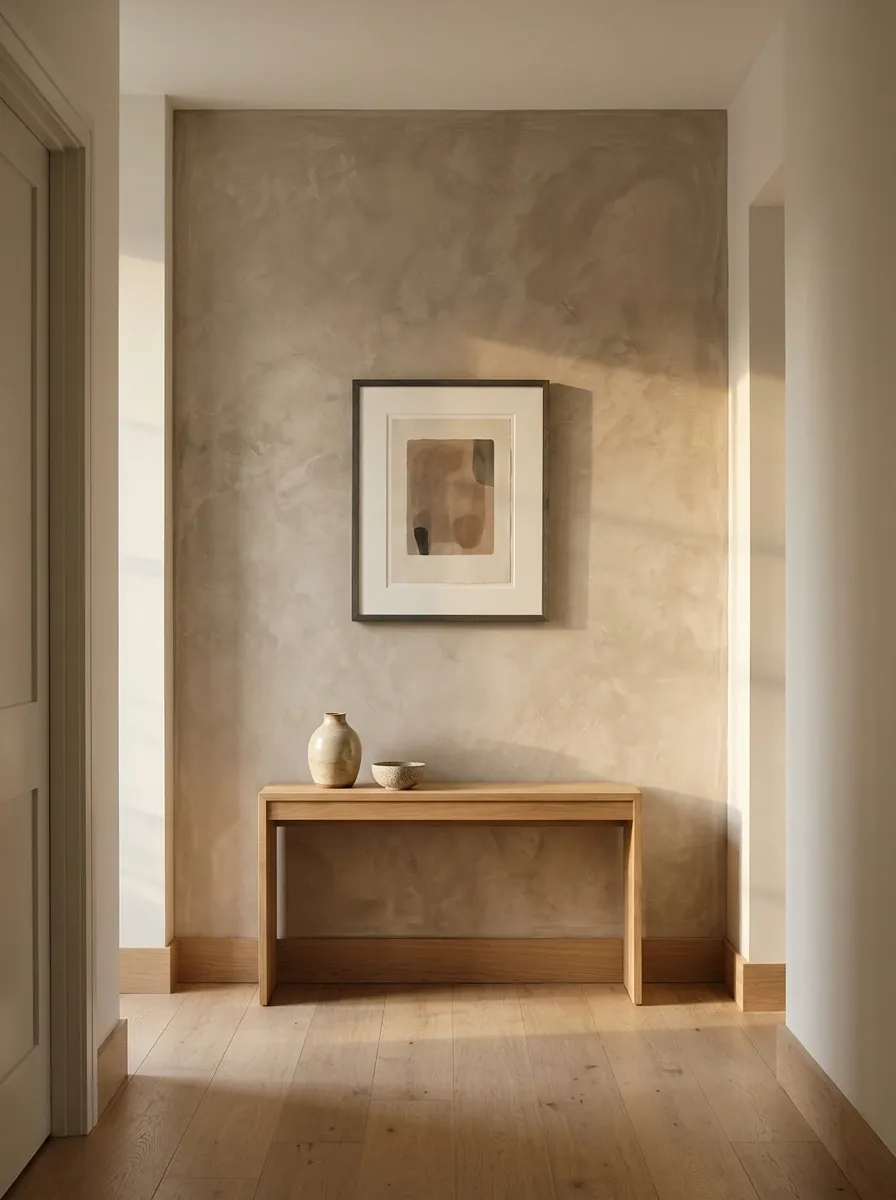 A Textured Limewash Wall With One Minimalist Artwork