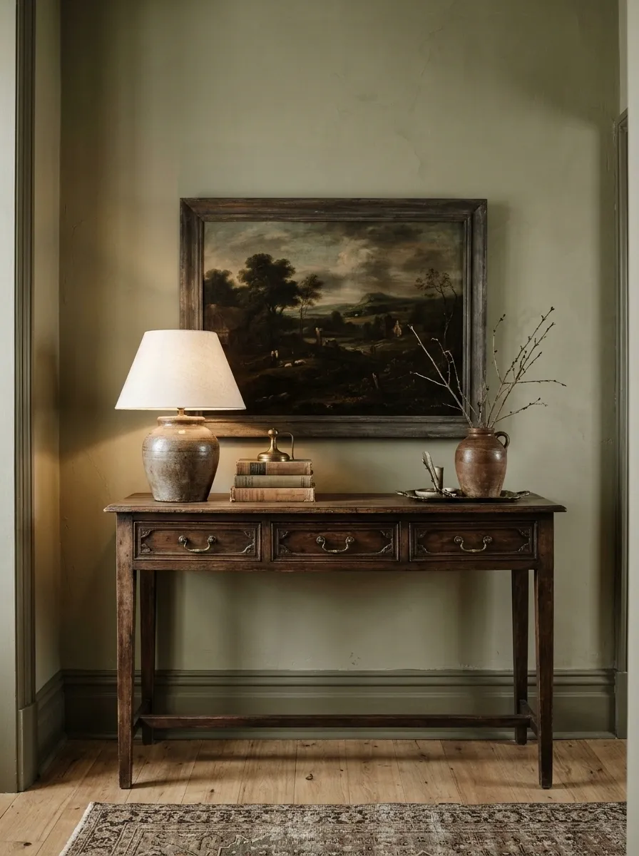 A Vintage Landscape With an Antique Console