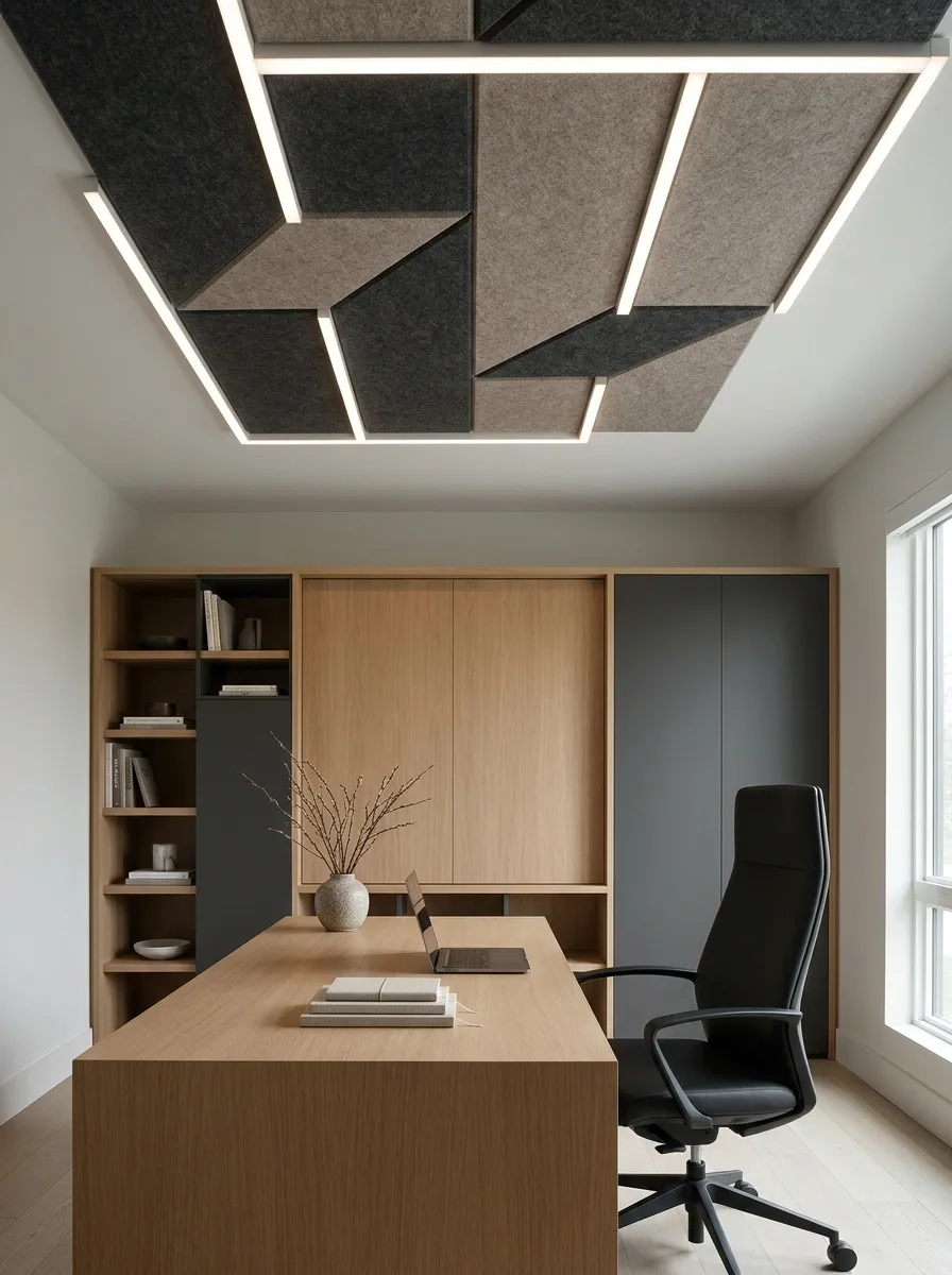 Acoustic Felt Ceiling Panels in a Modern Workroom