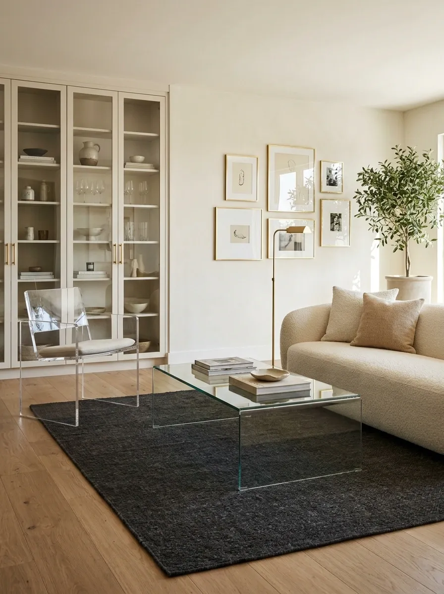 Add Glass and Acrylic Pieces Where the Room Feels Heavy