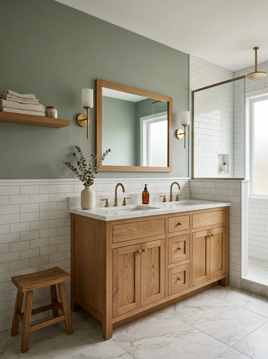 Add Warm Wood to Stop Sage From Feeling Too Sweet