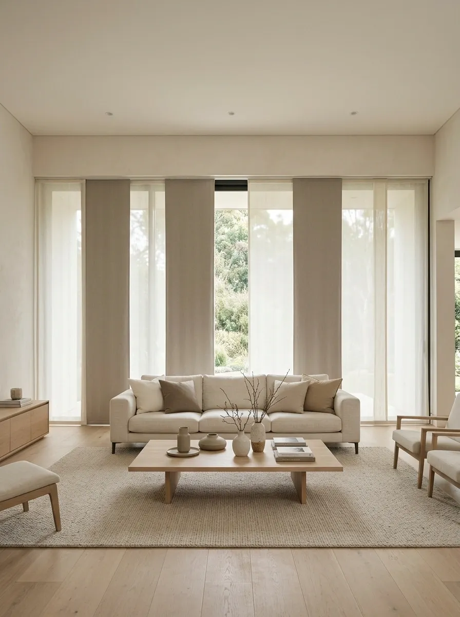 Alternating Sheer and Opaque Sliding Panels
