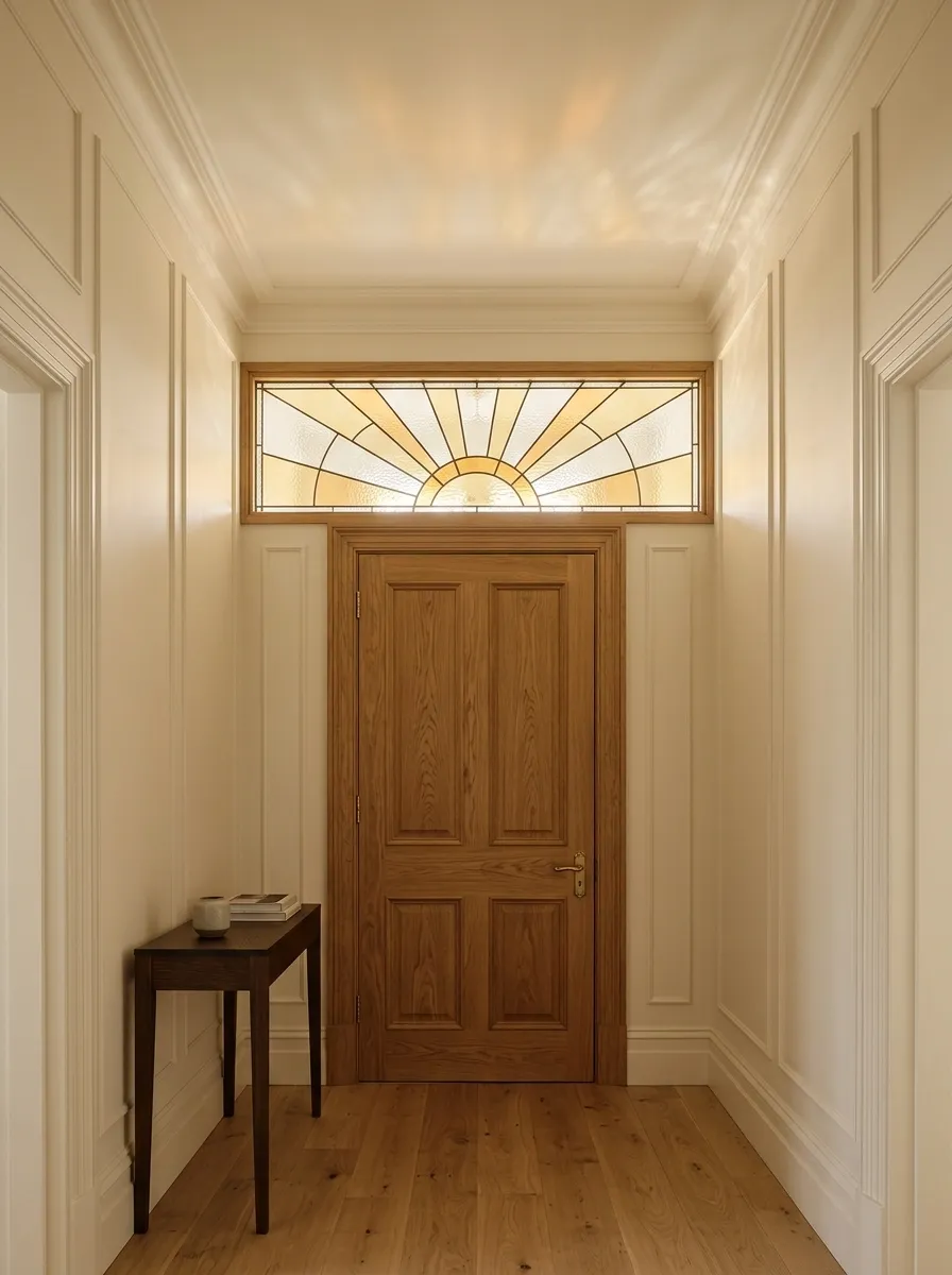Amber Sunrise Transom for a Narrow Hallway