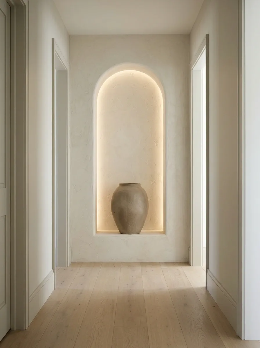 An Architectural Wall Niche With Integrated Lighting