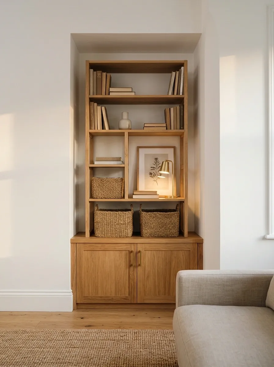 An Awkward Alcove Used for Freestanding Storage and Display