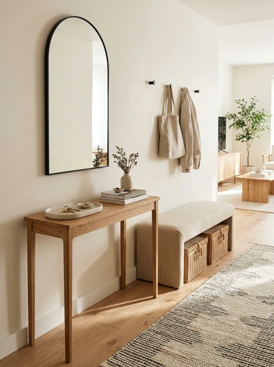 An Entryway That Combines a Landing Spot With Shoe Storage