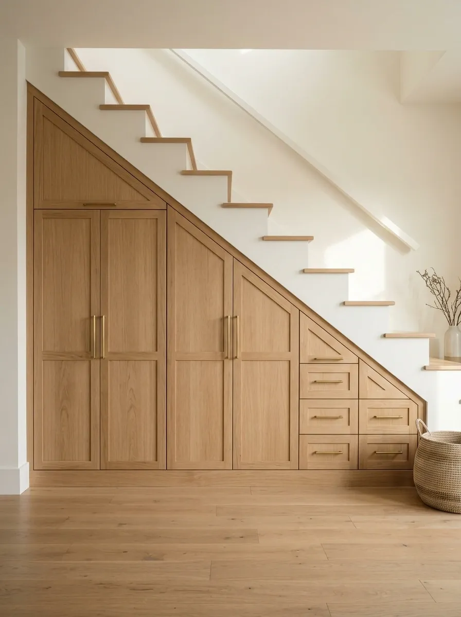 An Under-Stair Corner With Pull-Out Compartments