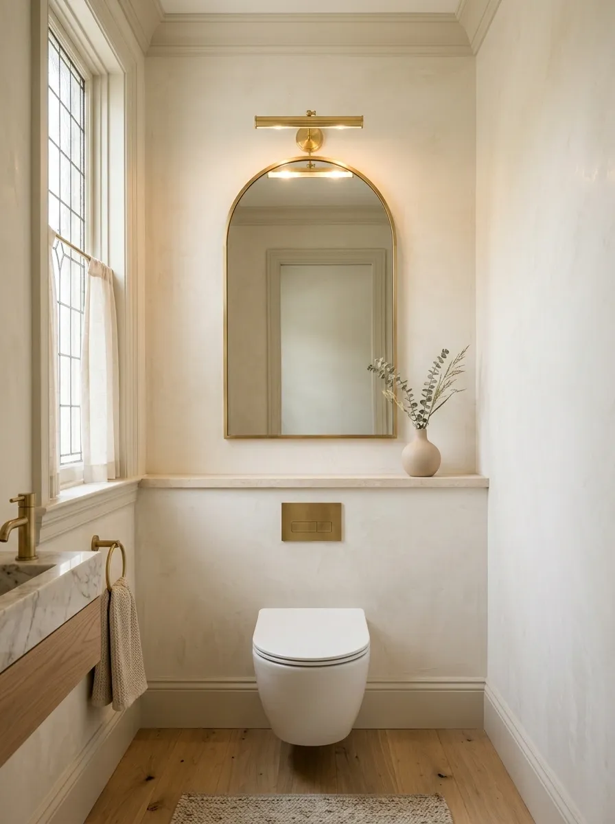 Arched Mirror With A Tiny Picture Light