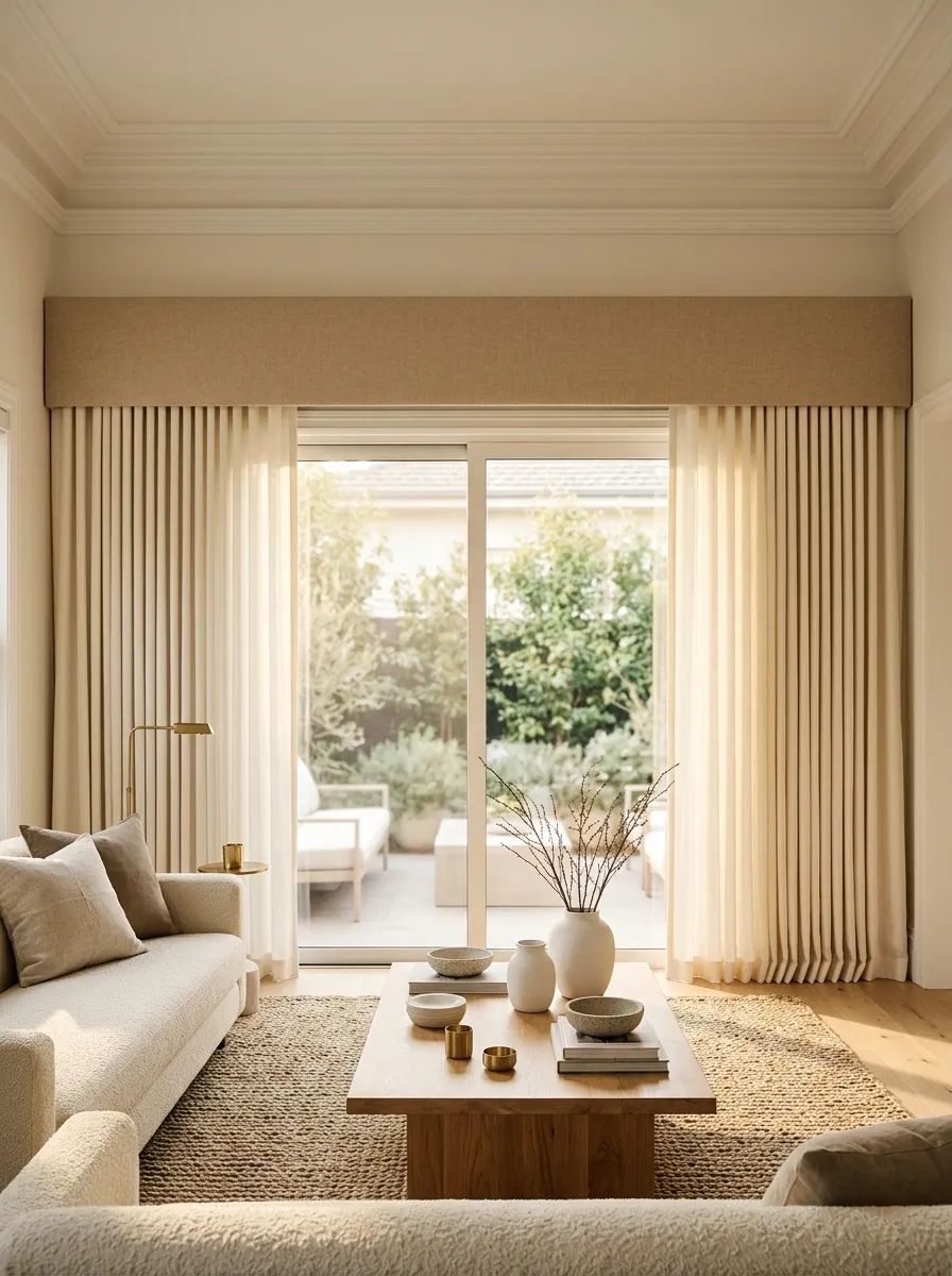 Architectural Cornice With Full-Length Drapery