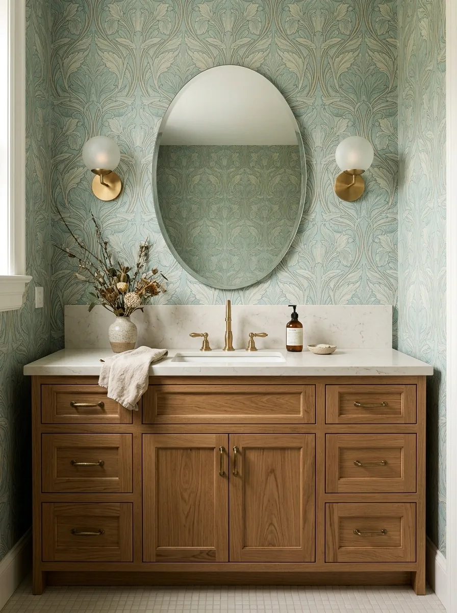 Art Nouveau Wallpaper With Flowing Botanical Lines
