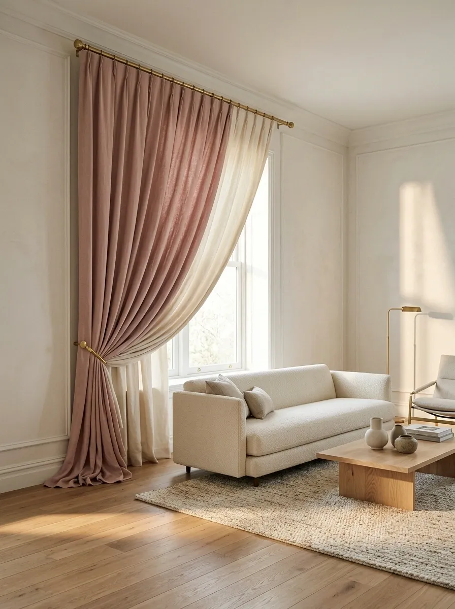 Asymmetric Drapery With a Sweeping Side Panel