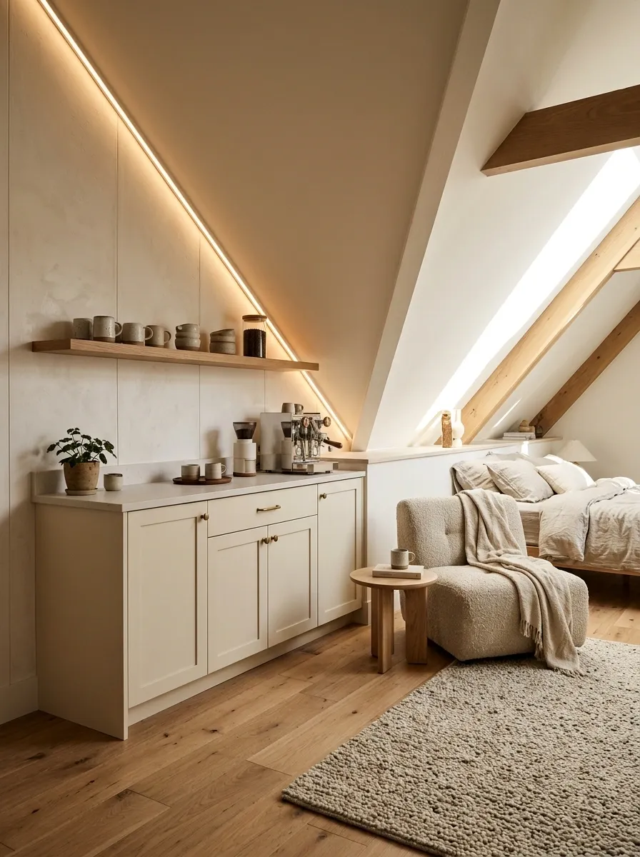 Bedroom Coffee Station Under a Sloped Ceiling
