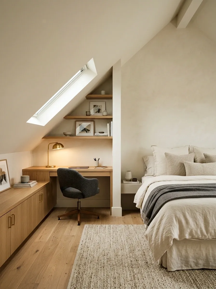 Bedroom Workspace Under a Sloped Ceiling