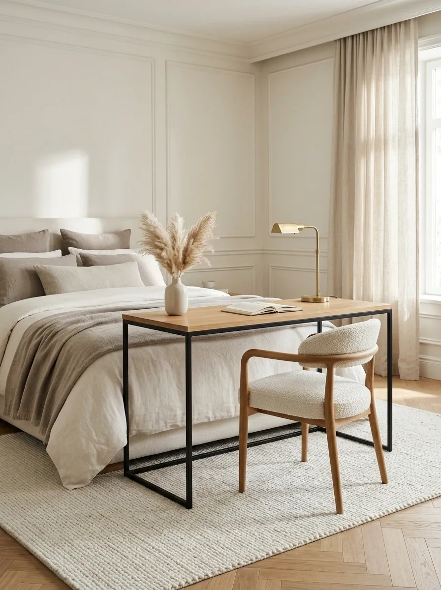 Bedroom Workspace With a Desk at the Foot of the Bed