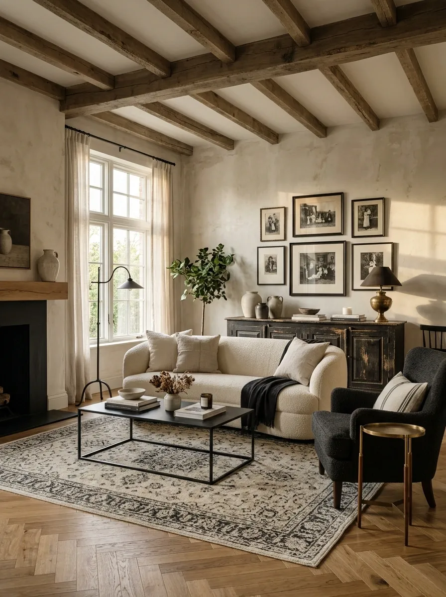 Black-and-White Vintage-Inspired Living Room